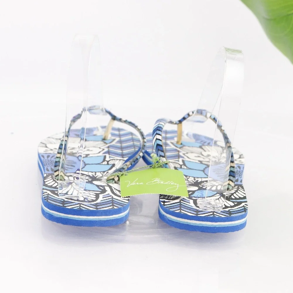 Vera Bradley Womens Sandals Size 6 Blue Bayou Thong Flip Flop Slide Paisley Shoe